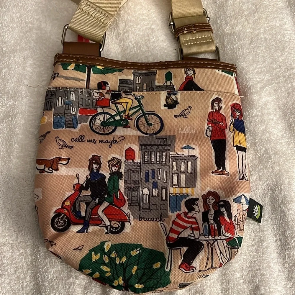 Lily Bloom Stylish Beige and Brown Crossbody Bag